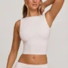 Wren High Neck Open Back Crop Top in White