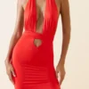 Xenia Halterneck Cut-Out Maxi Dress in Scarlet
