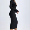 Yael Modal Plunge V-Neck Midaxi Dress in Black