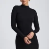 Yara Modal Open-Back Long-Sleeve Mini Dress in Black