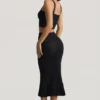 Yasira Ruffle-Trim Pointelle-Knit Midaxi Skirt in Black