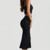 Yasira Ruffle-Trim Pointelle-Knit Midaxi Skirt in Black