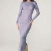 Yasmin Embellished Long Sleeve Maxi Dress in Blue