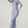Yasmin Embellished Long Sleeve Maxi Dress in Blue