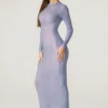 Yasmin Embellished Long Sleeve Maxi Dress in Blue