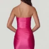 Yesenia Ruched Bandeau Mini Dress in Hot Pink