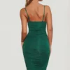 You’re My Type Cowl Neck Ruched Bodycon Midi Dress in Green