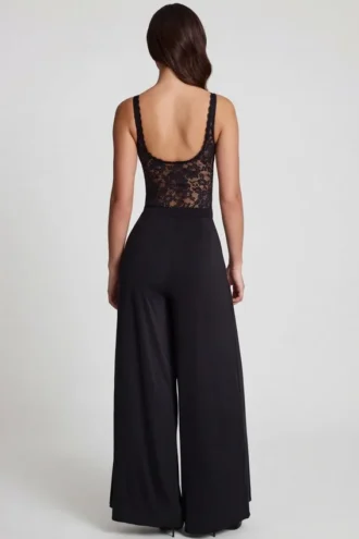 Zafira Soft Jersey Mid-Rise Wide-Leg Trousers in Black