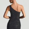 Zahira Embellished One-Shoulder Mini Dress in Black