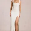 Zalia Lace Corset Maxi Dress in Ivory