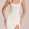 Zalia Lace Corset Maxi Dress in Ivory