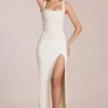 Zalia Lace Corset Maxi Dress in Ivory
