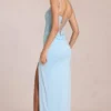 Zalia Lace Corset Maxi Dress in Powder Blue