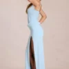 Zalia Lace Corset Maxi Dress in Powder Blue