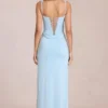Zalia Lace Corset Maxi Dress in Powder Blue