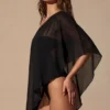 Zarayah Sheer Poncho in Black