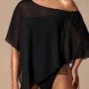 Zarayah Sheer Poncho in Black