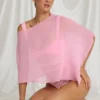 Zarayah Sheer Poncho in Candyfloss Pink