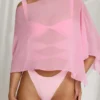 Zarayah Sheer Poncho in Candyfloss Pink