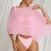 Zarayah Sheer Poncho in Candyfloss Pink