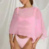 Zarayah Sheer Poncho in Candyfloss Pink