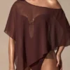 Zarayah Sheer Poncho in Espresso Brown
