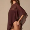 Zarayah Sheer Poncho in Espresso Brown