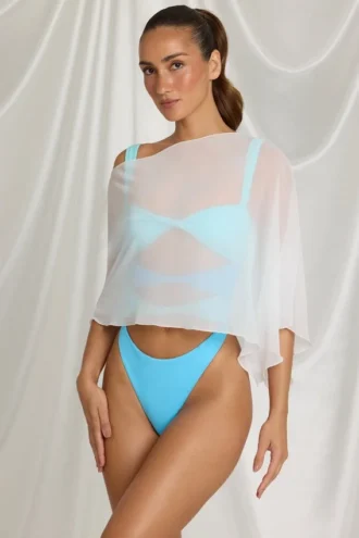 Zarayah Sheer Poncho in White