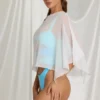 Zarayah Sheer Poncho in White