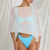 Zarayah Sheer Poncho in White
