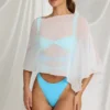 Zarayah Sheer Poncho in White