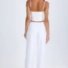 Zaria Belted Cut-Out Wide-Leg Trousers in White