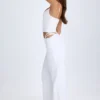 Zaria Belted Cut-Out Wide-Leg Trousers in White