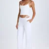 Zaria Belted Cut-Out Wide-Leg Trousers in White