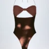 Zarza Panelled Cut-out Swimsuit in Bronze Gold
