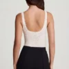 Zayla Sheer Lace Scalloped Plunge-Neck Bodysuit in White