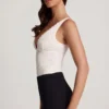 Zayla Sheer Lace Scalloped Plunge-Neck Bodysuit in White
