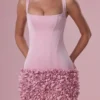 Zelia Satin Mini Dress in Blush Pink