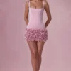 Zelia Satin Mini Dress in Blush Pink