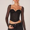Zella Corset Long-Sleeve Top in Black