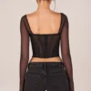 Zella Corset Long-Sleeve Top in Black