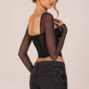 Zella Corset Long-Sleeve Top in Black