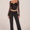 Zella Corset Long-Sleeve Top in Black