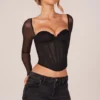 Zella Corset Long-Sleeve Top in Black