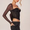 Zella Corset Long-Sleeve Top in Black