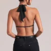 Zenna Draped Cowl Top in Black