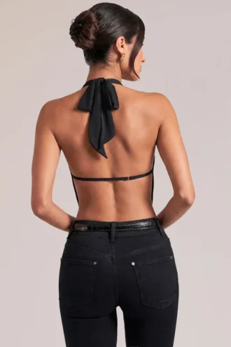 Zenna Draped Cowl Top in Black