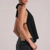 Zenna Draped Cowl Top in Black