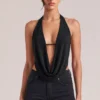 Zenna Draped Cowl Top in Black