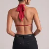 Zenna Draped Cowl Top in Cherry Red